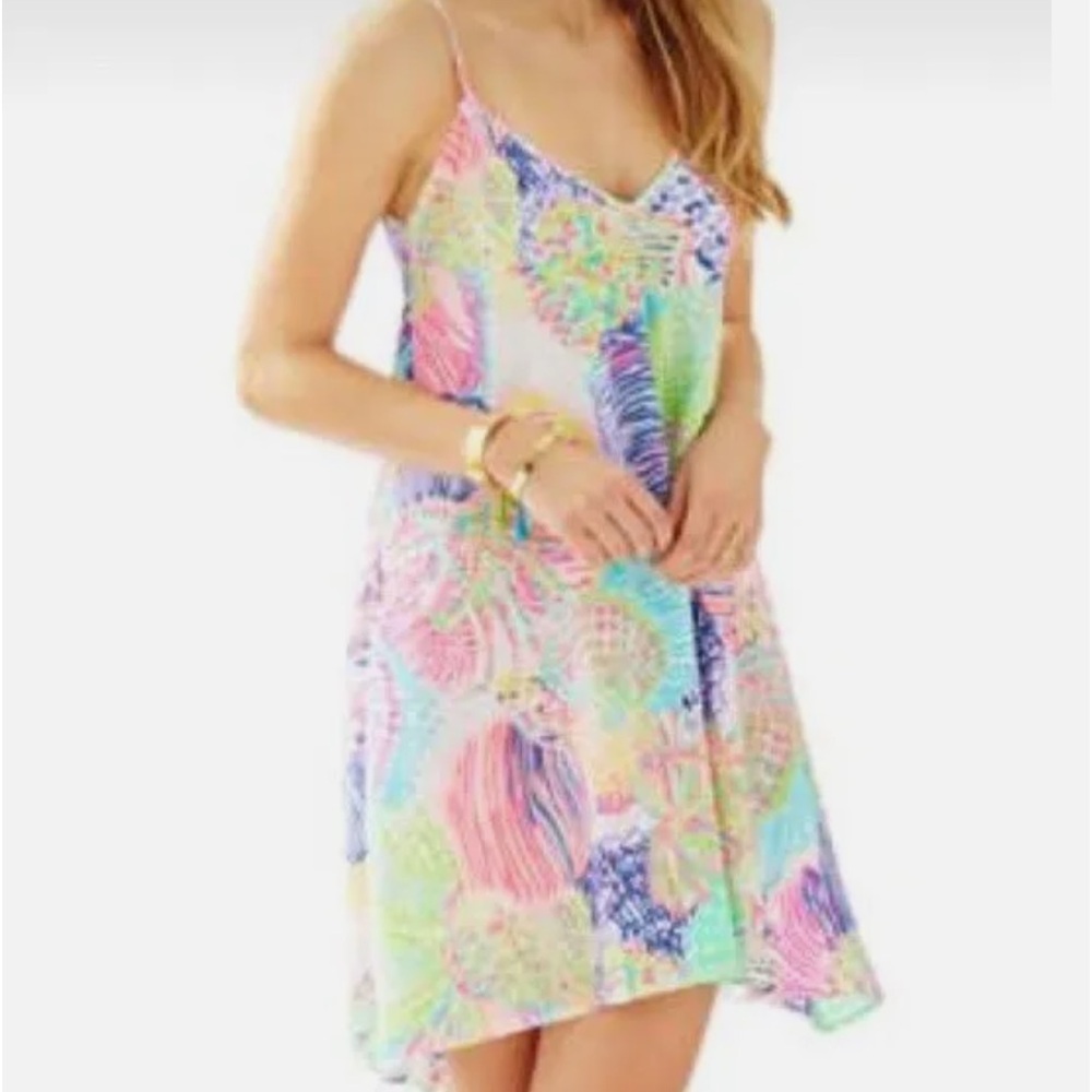 Lilly Pulitzer Clara Multi Roar of the Seas Asymmetrical Hem Slip Dress